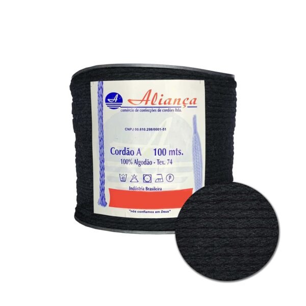 1 METRO Cordão/Corda Trançado 100% Algodão Cru e Preto Artesanato marca Aliança - Image 4
