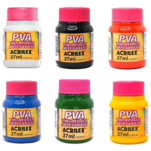 Tinta PVA e Tinta para Tecido Acrilex 37ml para Artesanato e Tecidos